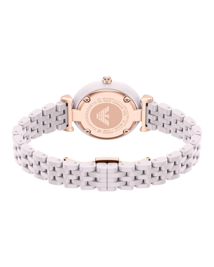 Emporio Armani Gianni T-Bar Women Watch AR70019 – White Ceramic