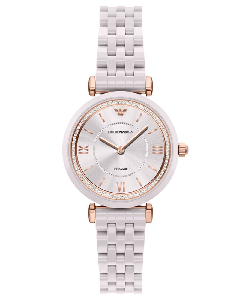 Emporio Armani Gianni T-Bar Women Watch AR70019 – White Ceramic
