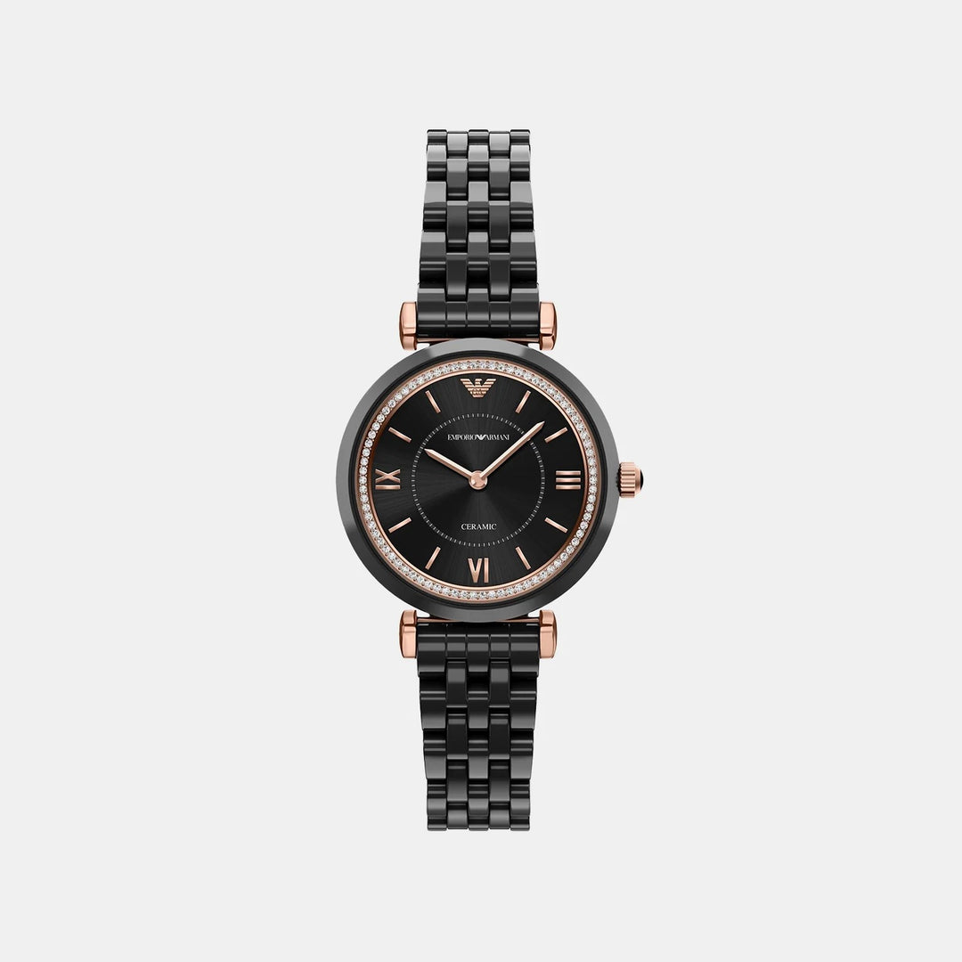 Emporio Armani Gianni T-Bar Women Watch AR70021 – Black Ceramic