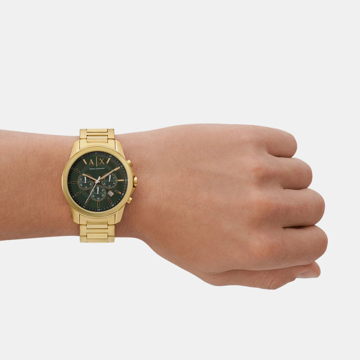 Armani Exchange Banks AX1746 Green Dial Chronograph Gold Men&