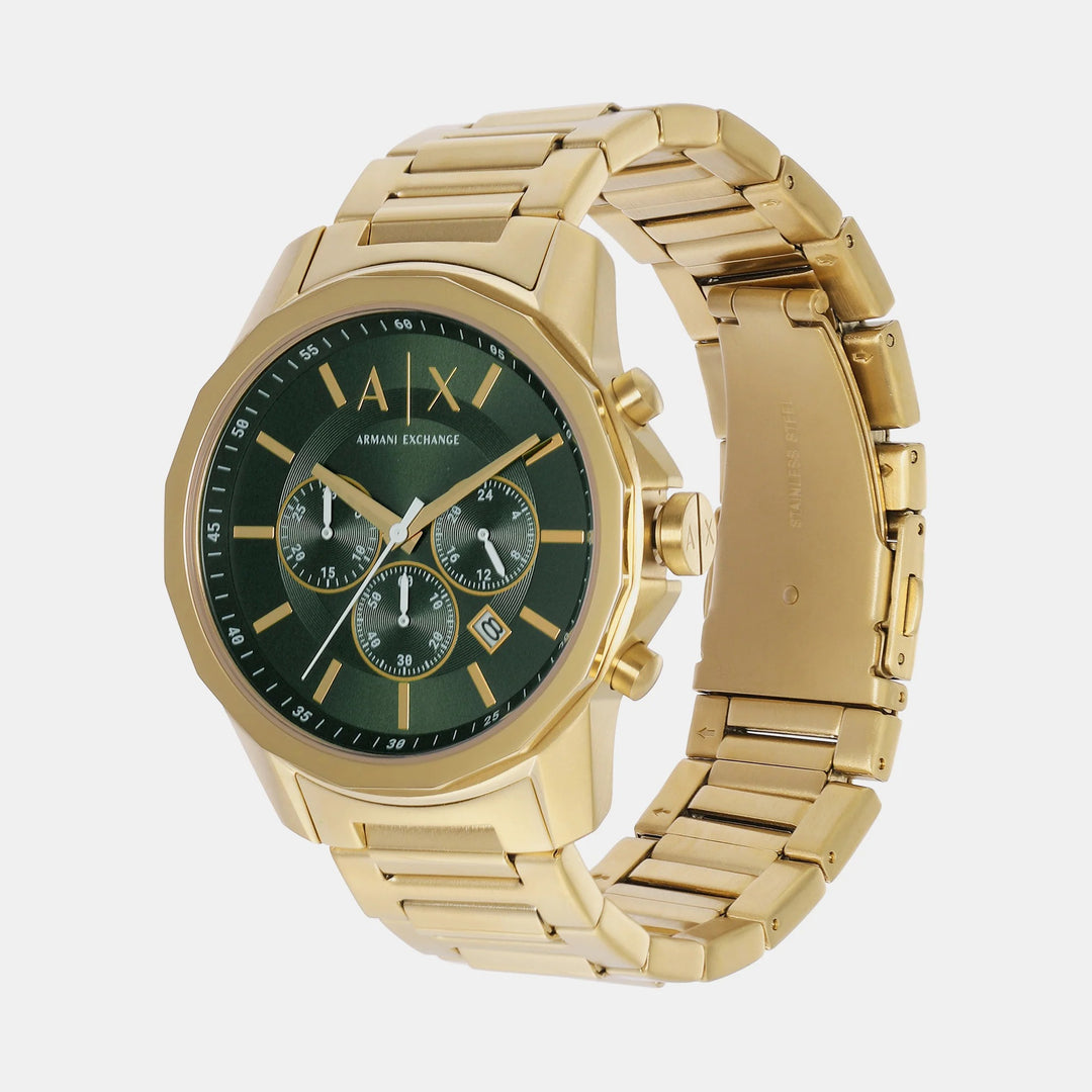 Armani Exchange Banks AX1746 Green Dial Chronograph Gold Men&