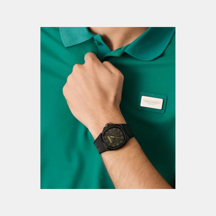 Aston Martin Icon 40mm Black Dial Square Case Silicone Men&