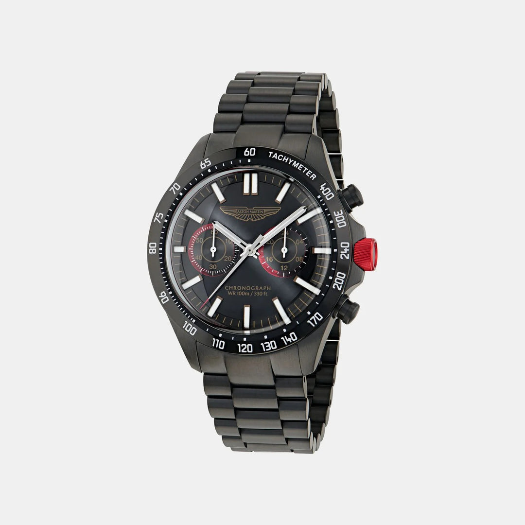 Aston Martin Icon 44mm Black Dial Chronograph Stainless Steel Men&