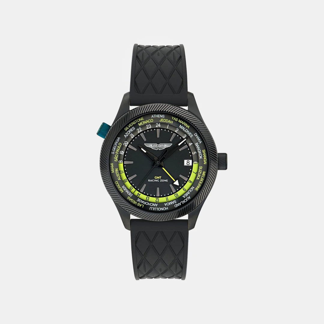 Aston Martin Icon 42mm Black Dial Date Silicone Men&