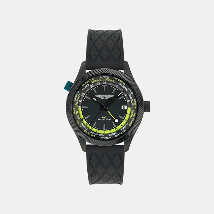Aston Martin Icon 42mm Black Dial Date Silicone Men&