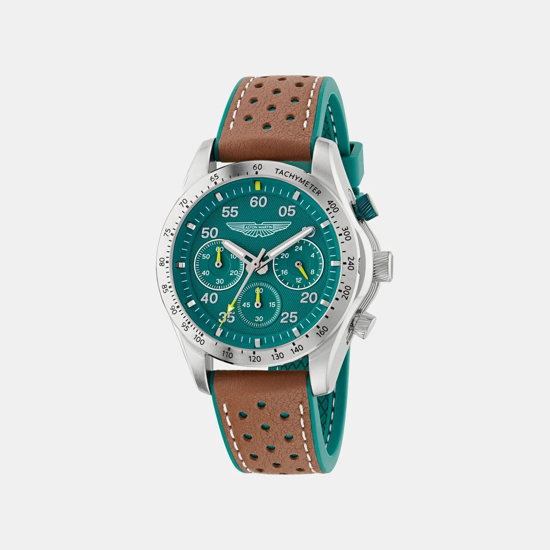 Aston Martin Thrill 42mm Green Dial Chronograph Silicone Men&