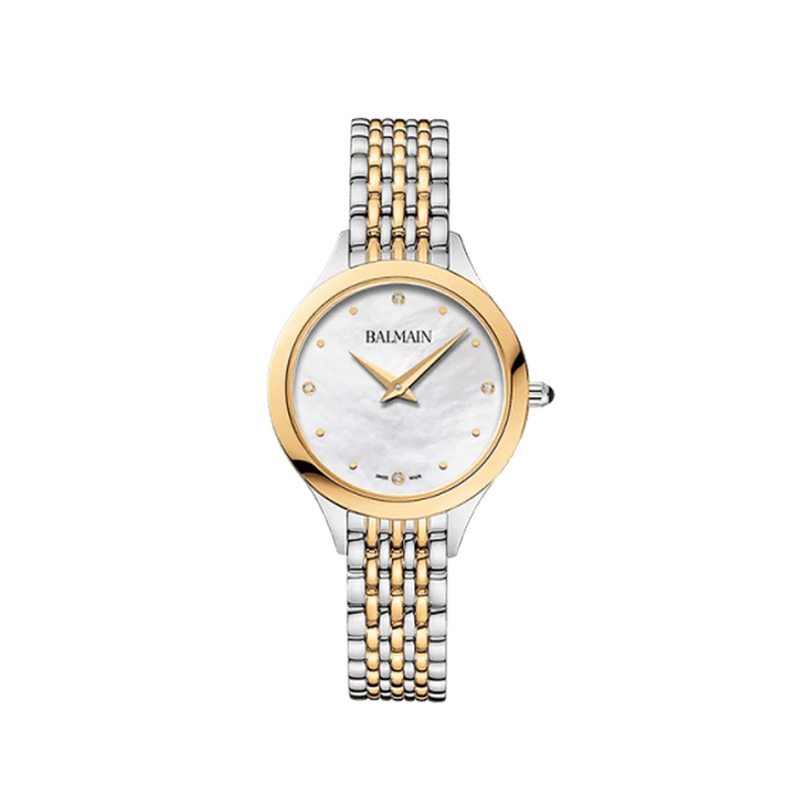 Balmain de Balmain II Mini 29mm White MOP Diamond Dial Two-Tone Bracelet