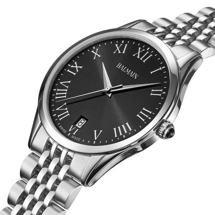 Balmain Classic R Gent 41mm Grey Dial Leather Strap