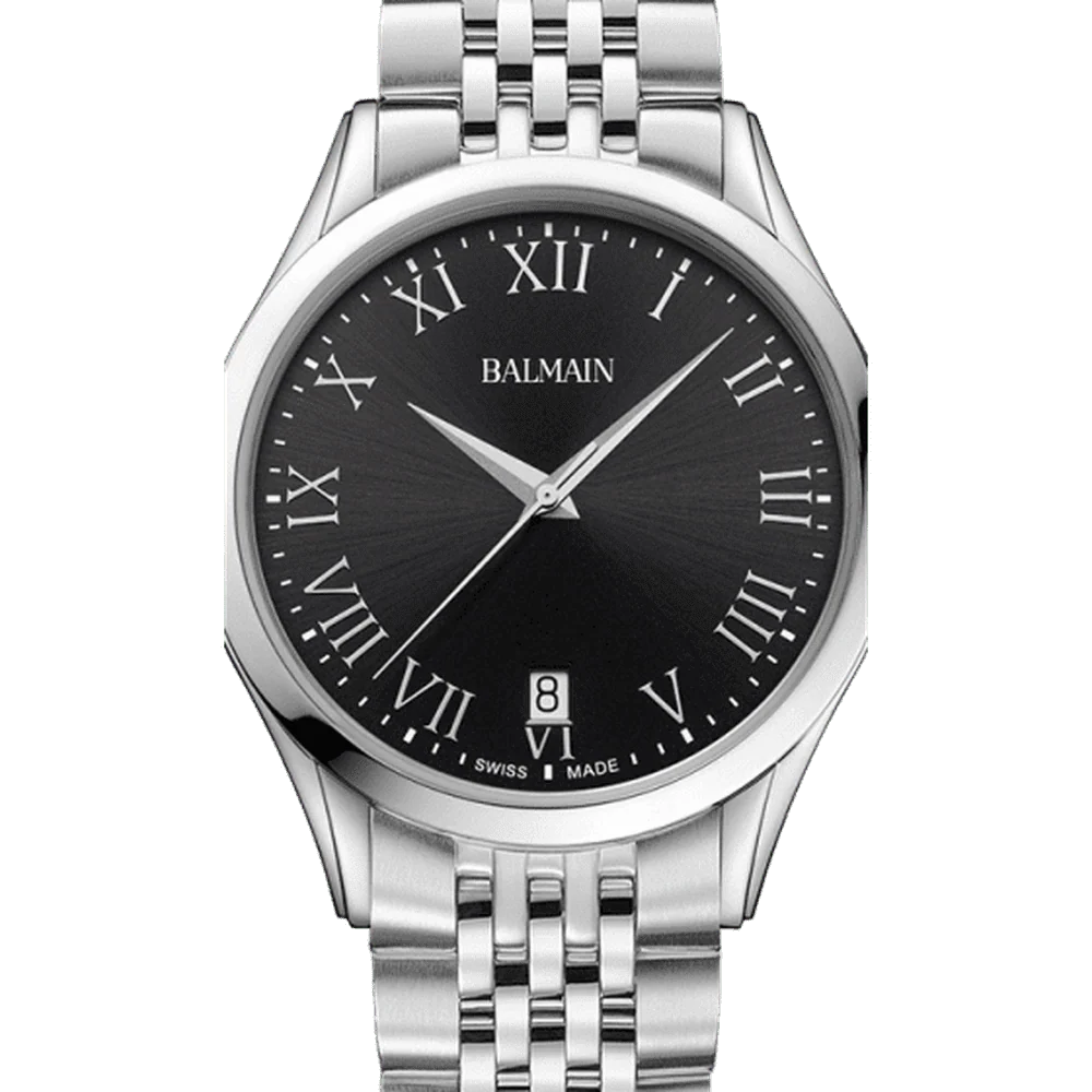 Balmain Classic R Gent 41mm Grey Dial Leather Strap