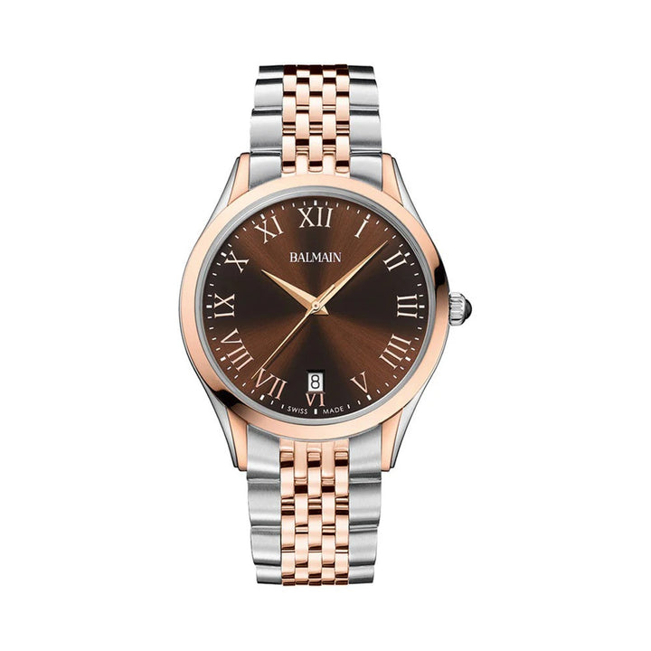 Balmain Classic R Gent 41mm Brown Dial Leather Strap