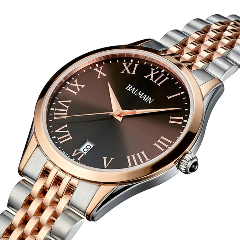 Balmain Classic R Gent 41mm Brown Dial Leather Strap