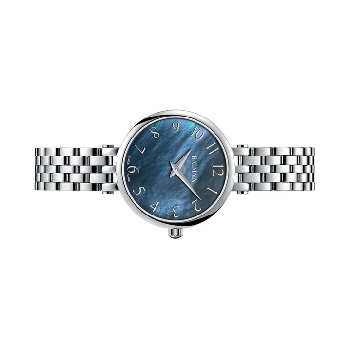 Balmain Sedirea 31mm Black Mother-of-Pearl Dial Rose Gold Navy Leather Strap