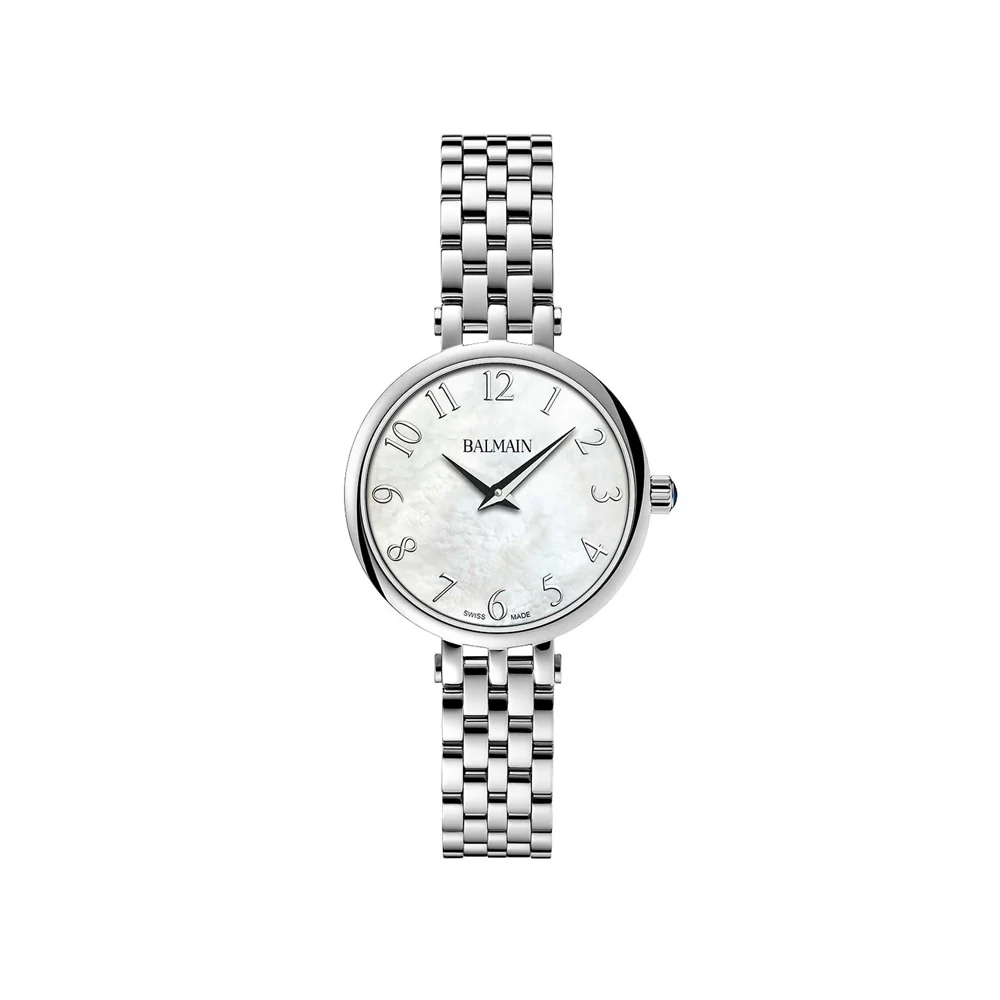 Balmain Sedirea 31mm Mother-of-Pearl Dial Rose Gold Brown Leather Strap