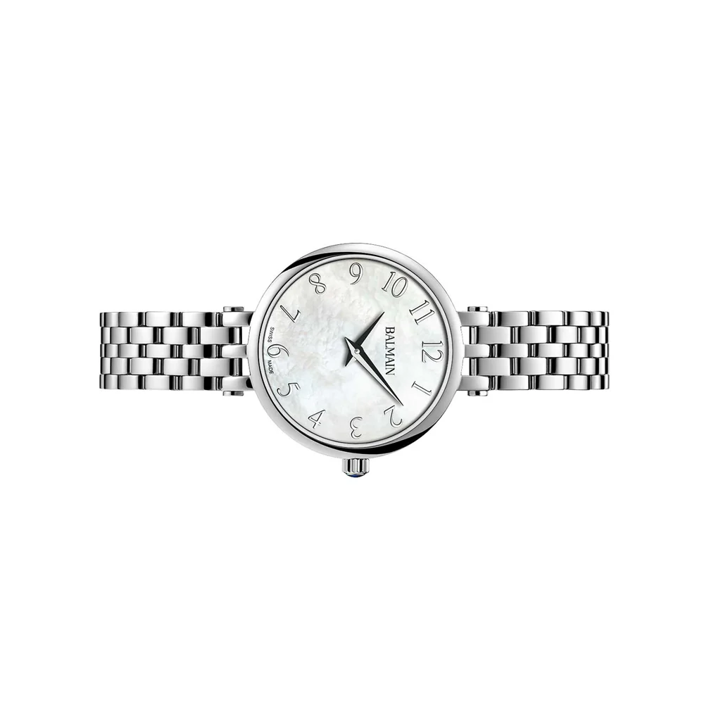 Balmain Sedirea 31mm Mother-of-Pearl Dial Rose Gold Brown Leather Strap