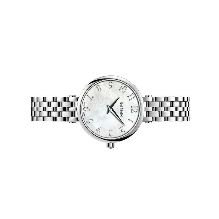 Balmain Sedirea 31mm Mother-of-Pearl Dial Rose Gold Brown Leather Strap