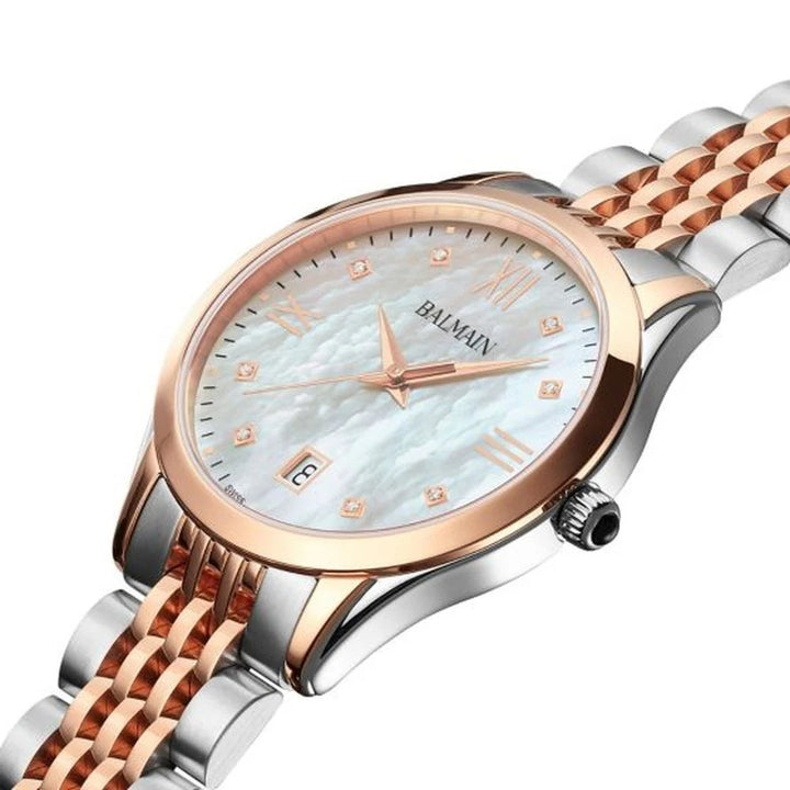 Balmain Classic R Lady 34mm White Dial Two-Tone Pink Gold Bracelet