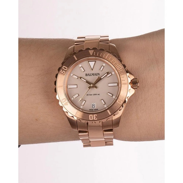 Balmain Ophrys Lady 34.5mm Sand Beige Dial Stainless Steel Leather Strap 200m