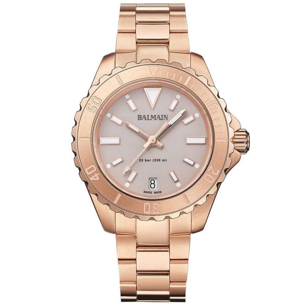 Balmain Ophrys Lady 34.5mm Sand Beige Dial Stainless Steel Leather Strap 200m