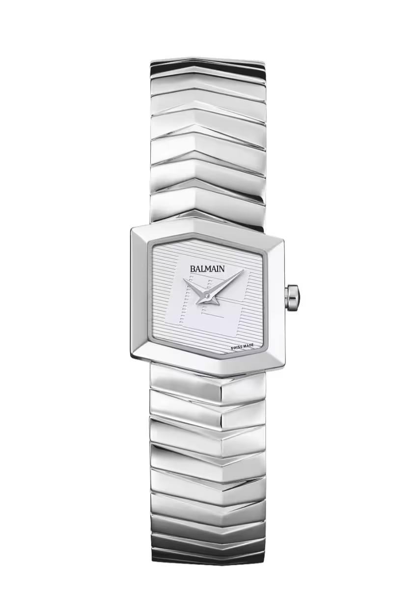 Balmain Taffetas 22.5mm Grey Dial Stainless Steel Hexagonal Bracelet