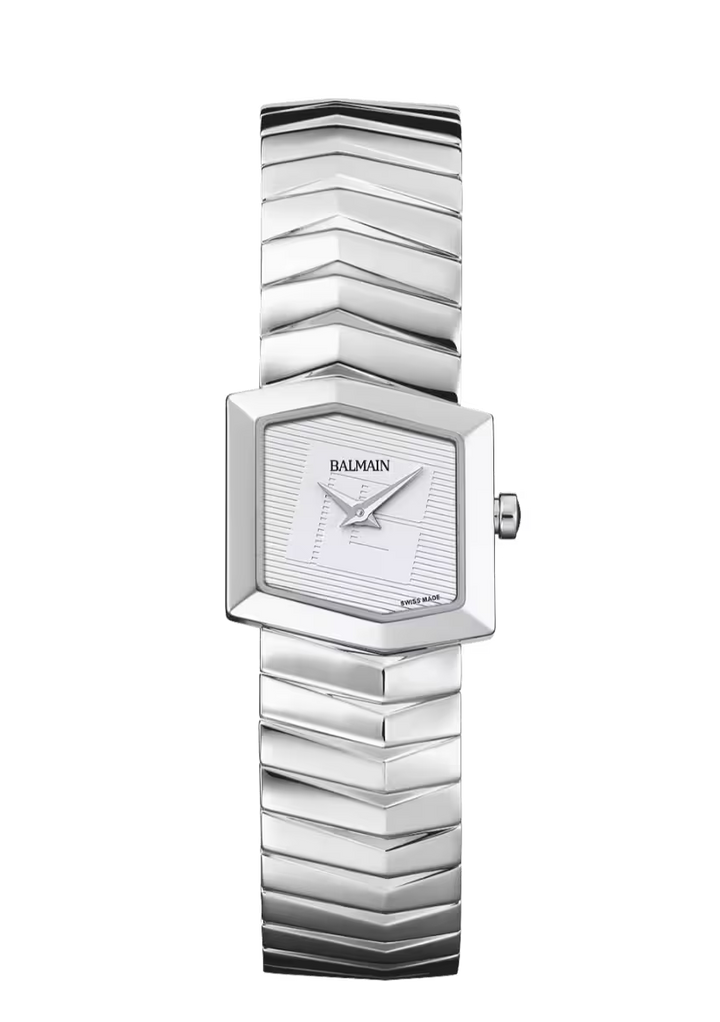 Balmain Taffetas 22.5mm Grey Dial Stainless Steel Hexagonal Bracelet
