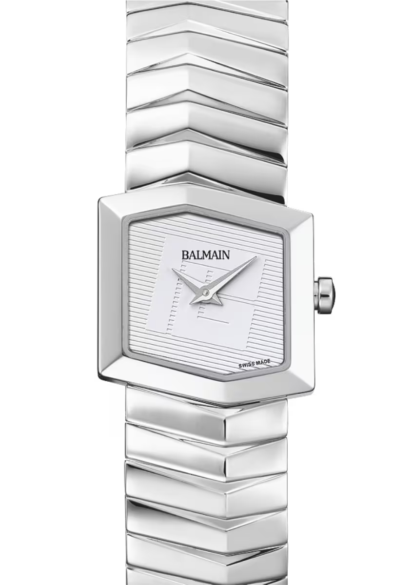 Balmain Taffetas 22.5mm Grey Dial Stainless Steel Hexagonal Bracelet