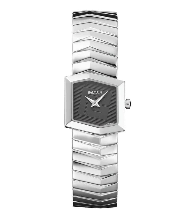 Balmain Taffetas 22.5mm White Dial Stainless Steel Hexagonal Leather Strap