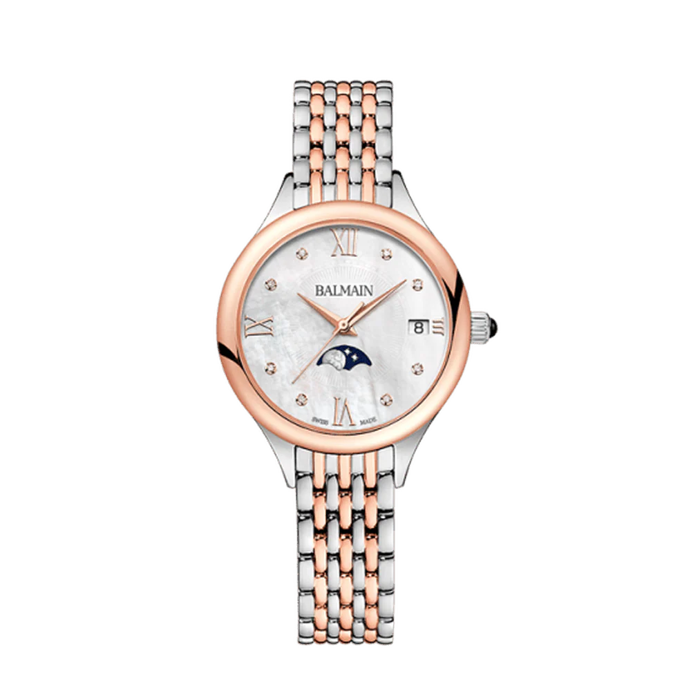 Balmain de Balmain II Moonphase 31mm White MOP Diamond Dial Rose Gold