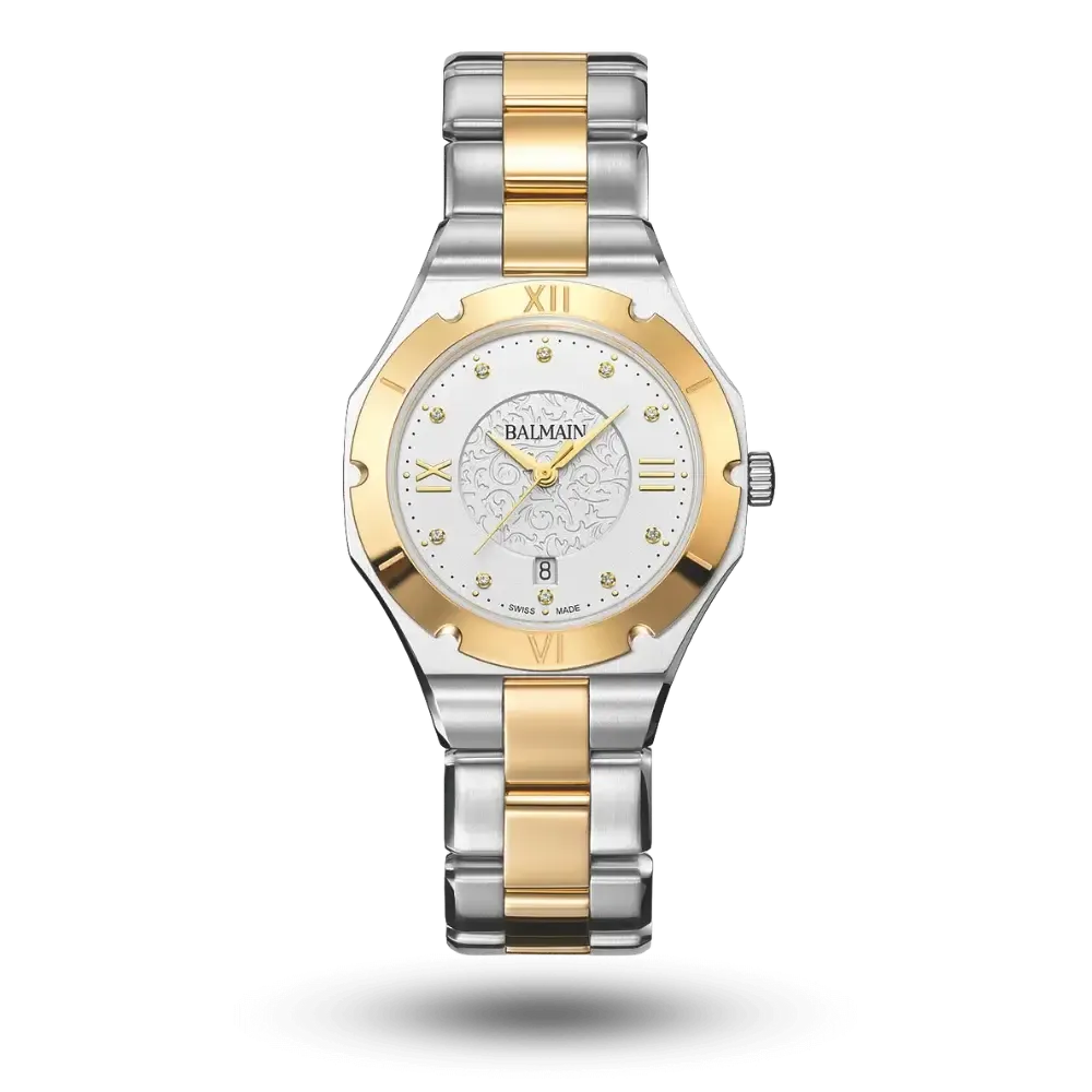 Balmain Be Balmain 31mm White MOP Diamond Moonphase Yellow Gold PVD