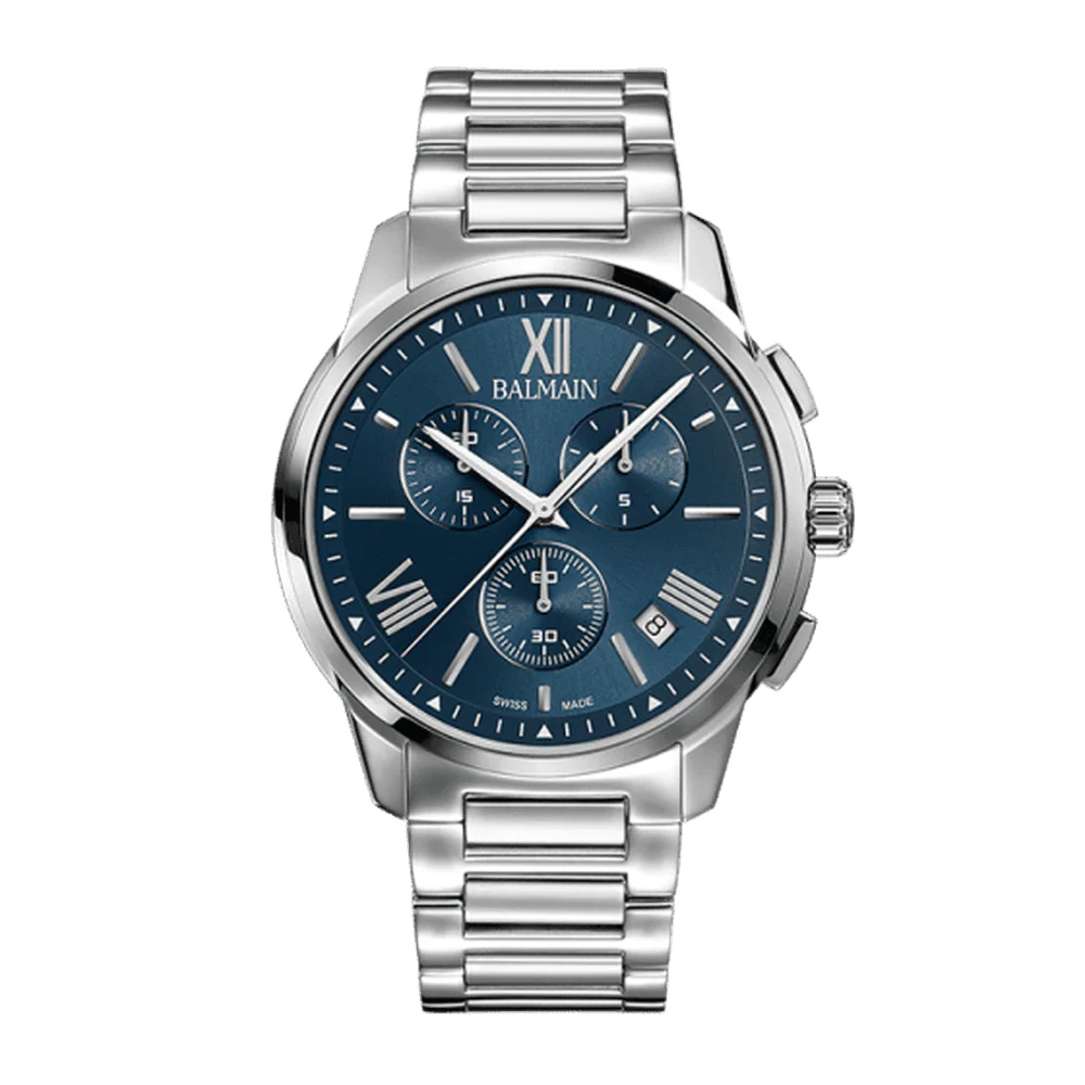Balmain Madrigal Chrono Gent 42mm Charcoal Dial Grey Rubber Strap Chronograph