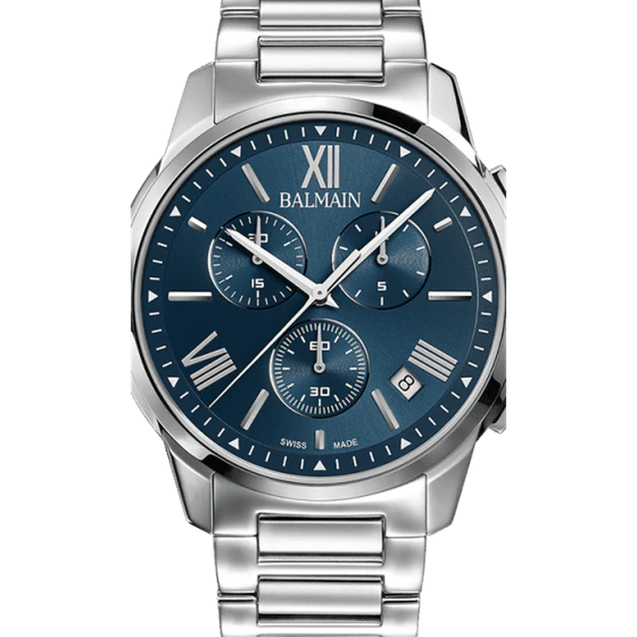 Balmain Madrigal Chrono Gent 42mm Charcoal Dial Grey Rubber Strap Chronograph