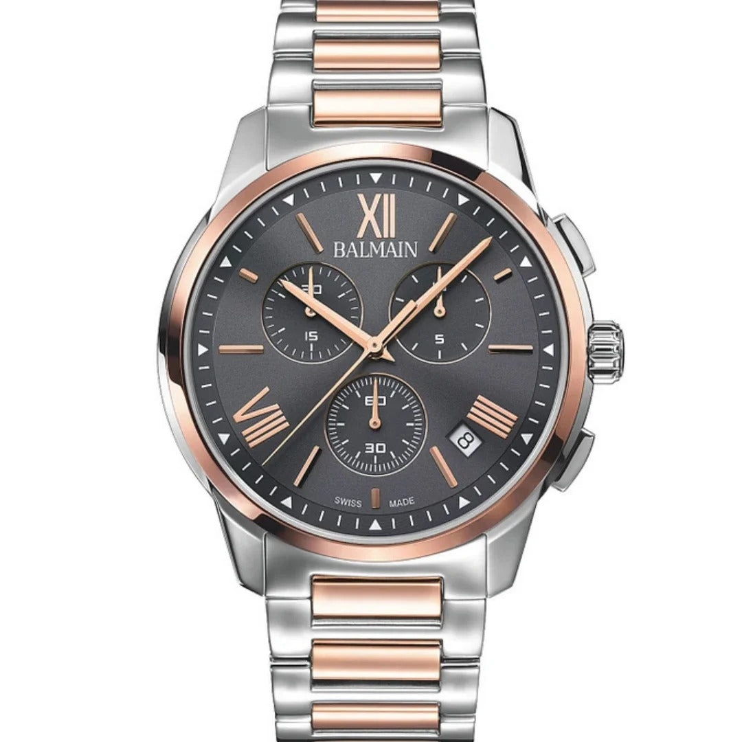 Balmain Madrigal Chrono Gent 42mm Brown Dial Brown Leather Strap Chronograph