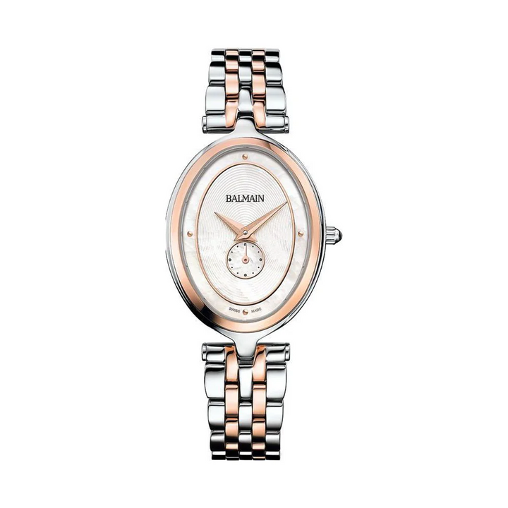 Balmain Haute Elegance Oval 26x31.7mm White MOP Dial Rose Gold PVD Bracelet