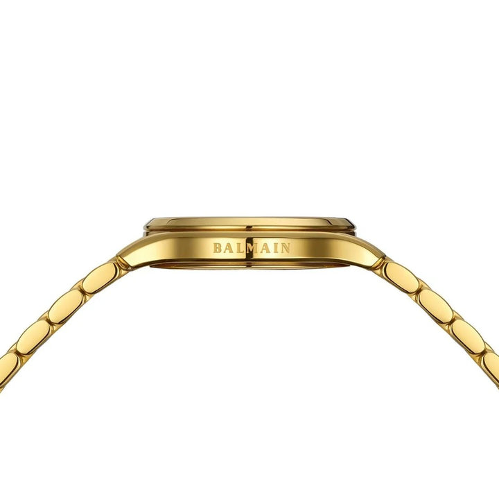 Balmain Beleganza Lady 27.5mm Green MOP Diamond Dial Yellow Gold PVD Bracelet