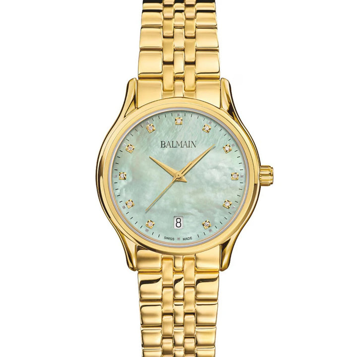 Balmain Beleganza Lady 32mm Green Dial Yellow PVD Stainless Steel Bracelet