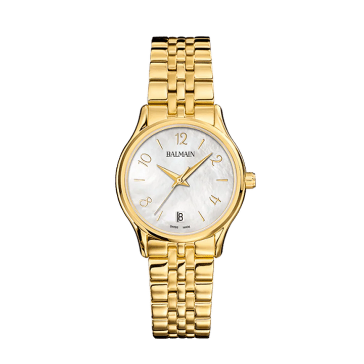 Balmain Beleganza Lady 32mm White MOP Dial Gold-Toned Leather Strap