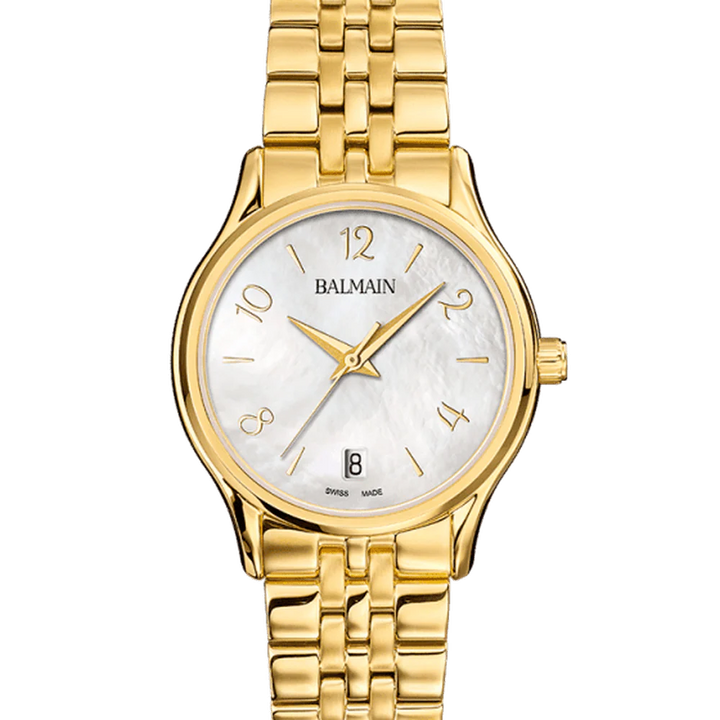 Balmain Beleganza Lady 32mm White MOP Dial Gold-Toned Leather Strap