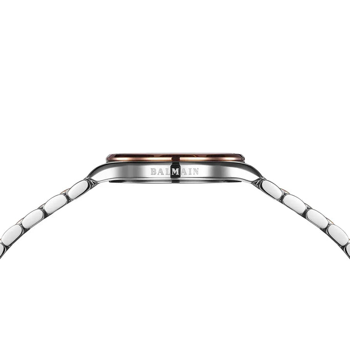 Balmain Beleganza Lady 32mm Peach Dial Bicolor Rose Gold PVD Steel Bracelet