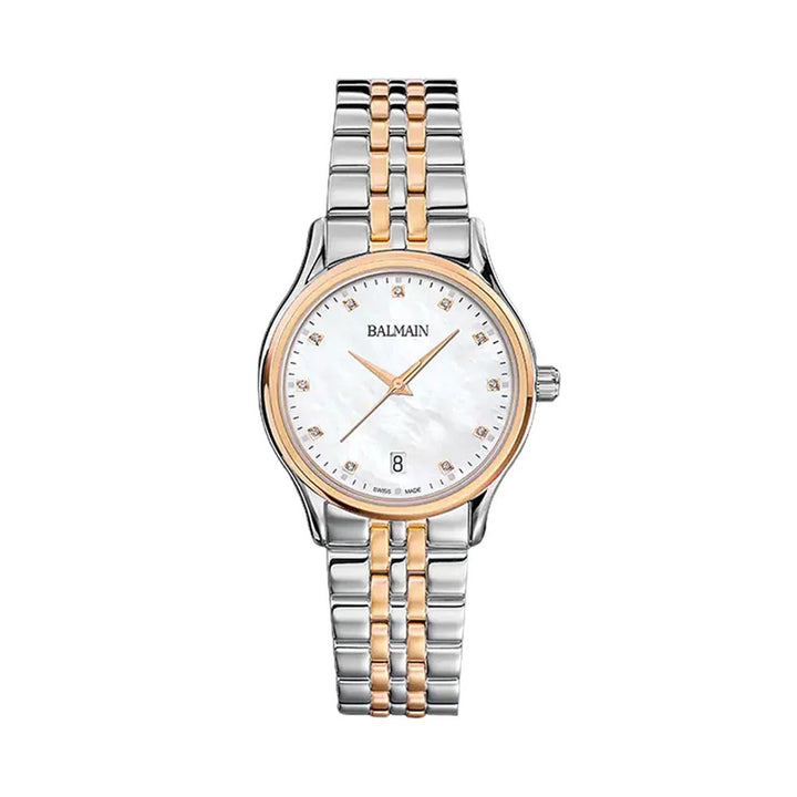 Balmain Beleganza Lady 32mm White Dial Bicolor Rose Gold PVD Steel Bracelet