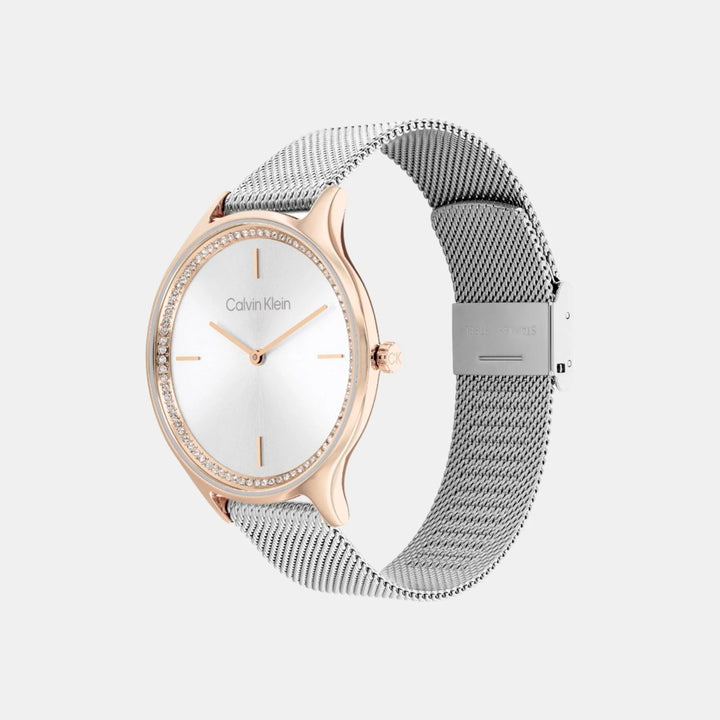 Calvin Klein 25100006 Timeless Women 38mm Silver Dial Stainless Steel Mesh Bracelet Quartz Watch