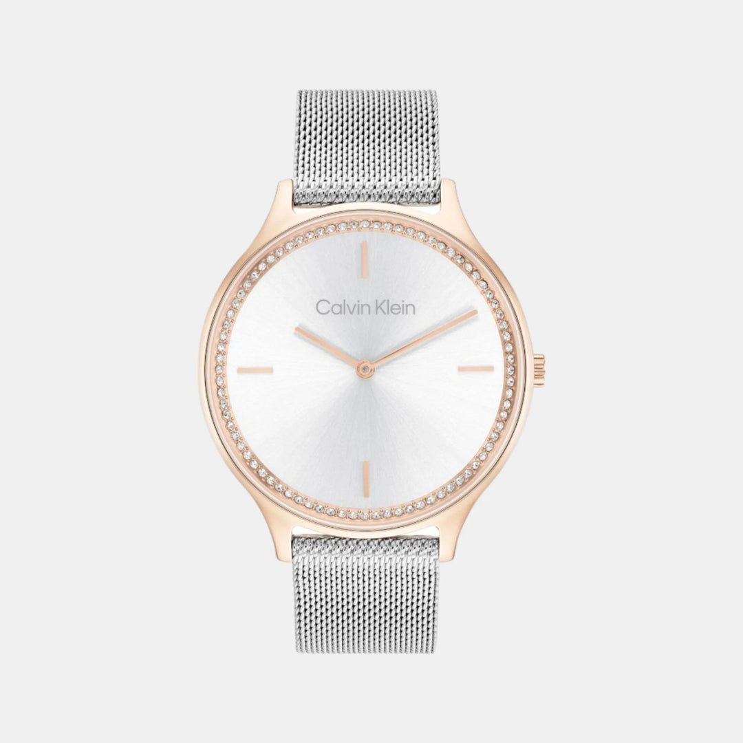 Calvin Klein 25100006 Timeless Women 38mm Silver Dial Stainless Steel Mesh Bracelet Quartz Watch