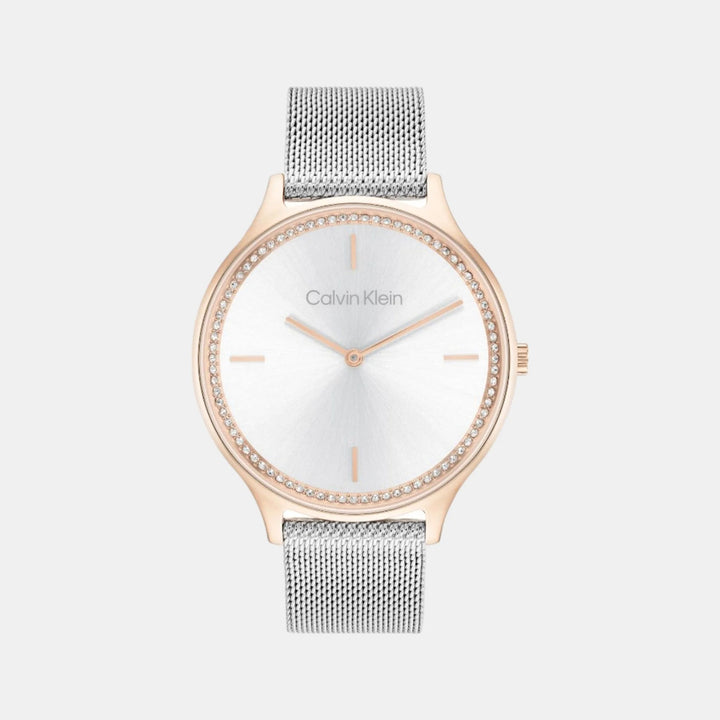 Calvin Klein 25100006 Timeless Women 38mm Silver Dial Stainless Steel Mesh Bracelet Quartz Watch