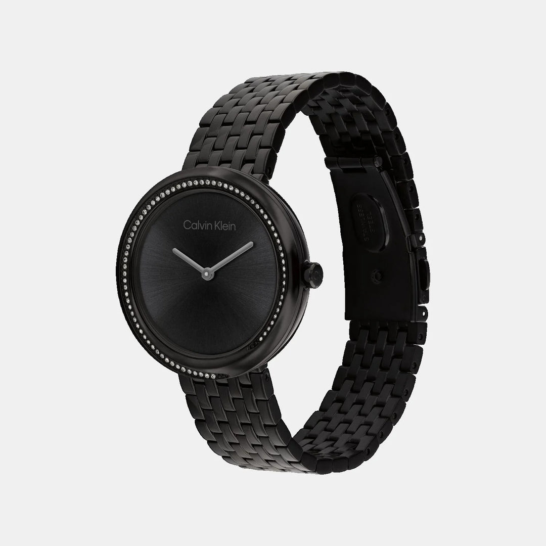 Calvin Klein 25100039 Twisted Bezel Women 34mm Black Dial Stainless Steel Bracelet Quartz Watch