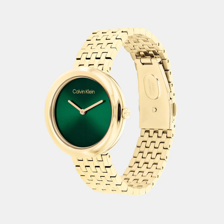 Calvin Klein 25100066 Twisted Bezel Women 34mm Green Dial Stainless Steel Bracelet Quartz Watch