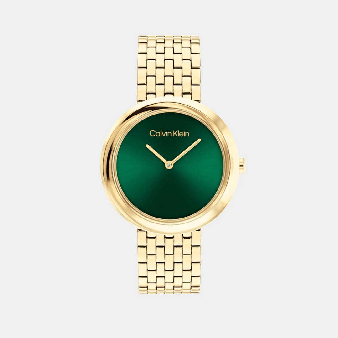Calvin Klein 25100066 Twisted Bezel Women 34mm Green Dial Stainless Steel Bracelet Quartz Watch