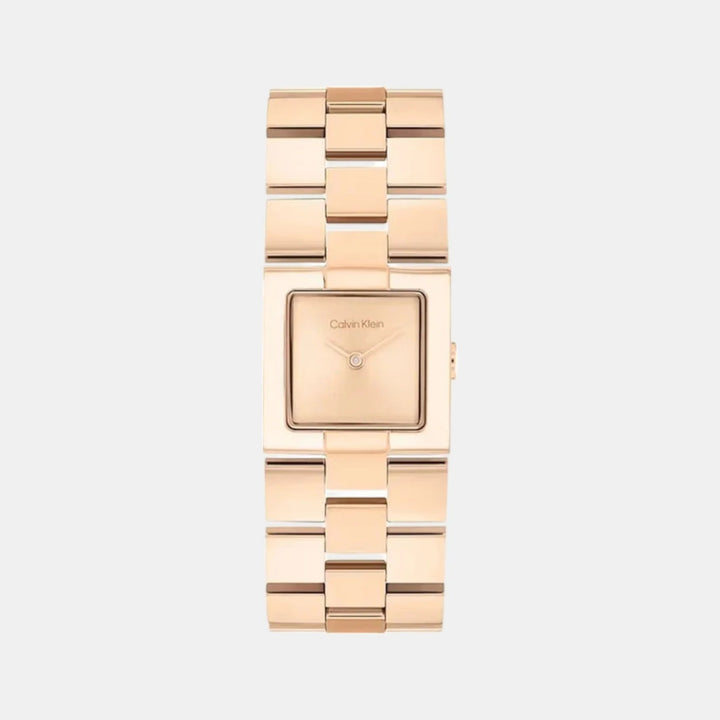 Calvin Klein 25100090 Meridian Women 22mm x 22mm Light Rose Gold Square Dial Stainless Steel Bracelet Quartz Watch
