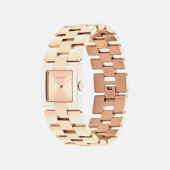 Calvin Klein 25100090 Meridian Women 22mm x 22mm Light Rose Gold Square Dial Stainless Steel Bracelet Quartz Watch