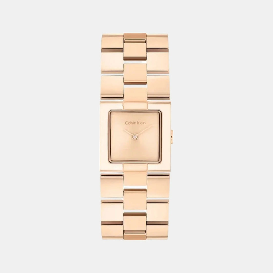 Calvin Klein 25100090 Meridian Women 22mm x 22mm Light Rose Gold Square Dial Stainless Steel Bracelet Quartz Watch