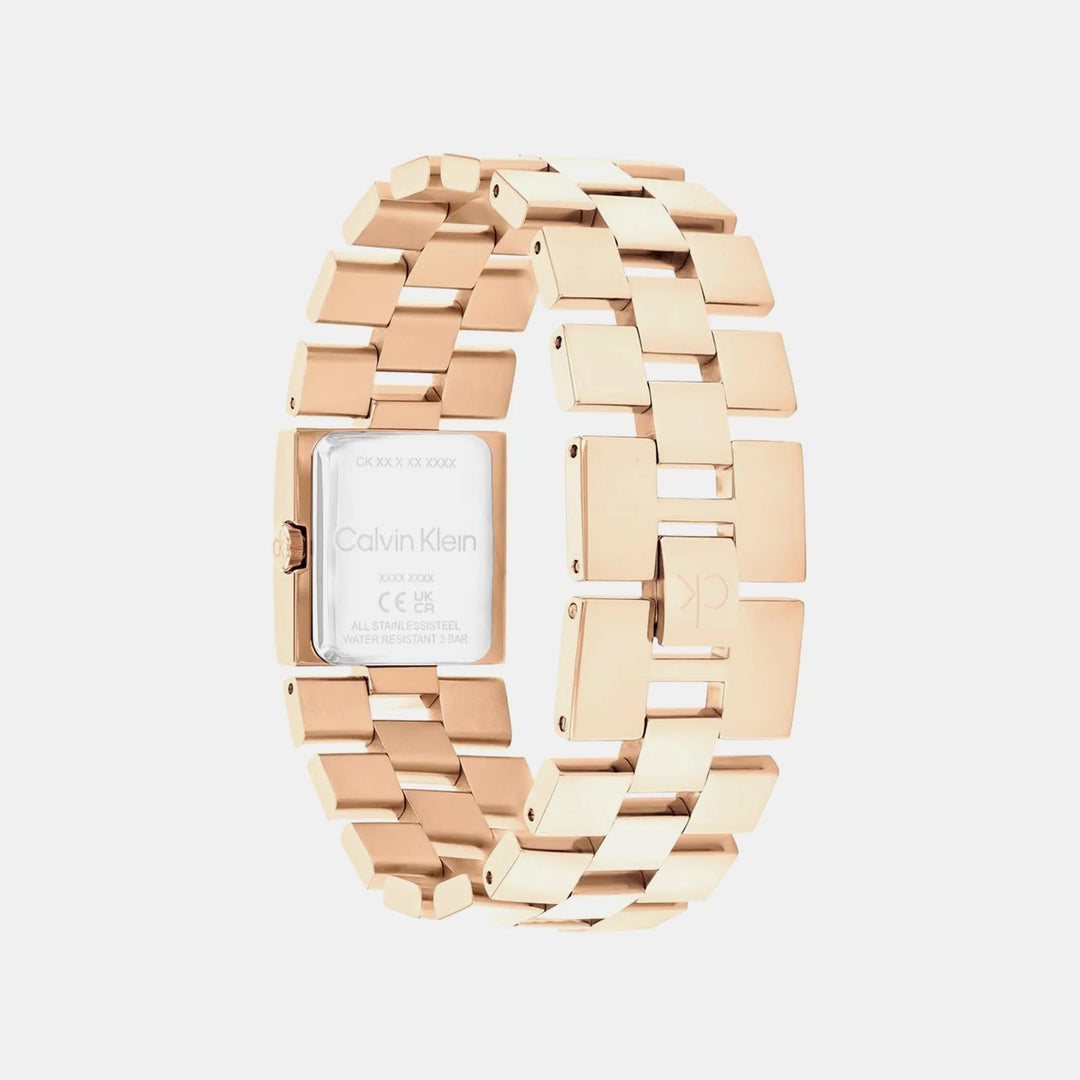 Calvin Klein 25100090 Meridian Women 22mm x 22mm Light Rose Gold Square Dial Stainless Steel Bracelet Quartz Watch