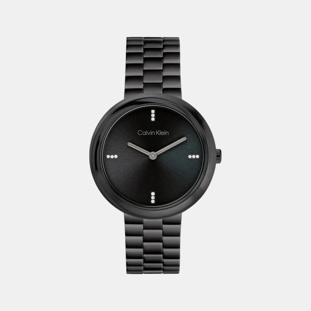 Calvin Klein 25100096 Twisted Bezel Women 34mm Black Dial Stainless Steel Bracelet Quartz Watch
