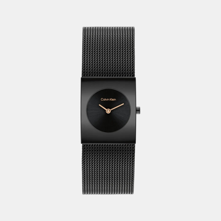 Calvin Klein 25100138 Pulse Women 20mm x 32mm Black Dial Black Plated Mesh Strap Quartz Watch